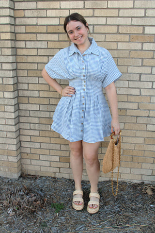 Willa Gingham Cinched Shirt Dress