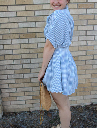 Willa Gingham Cinched Shirt Dress