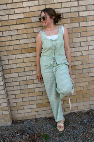Simply Sage Seersucker Plaid Lounge Pants