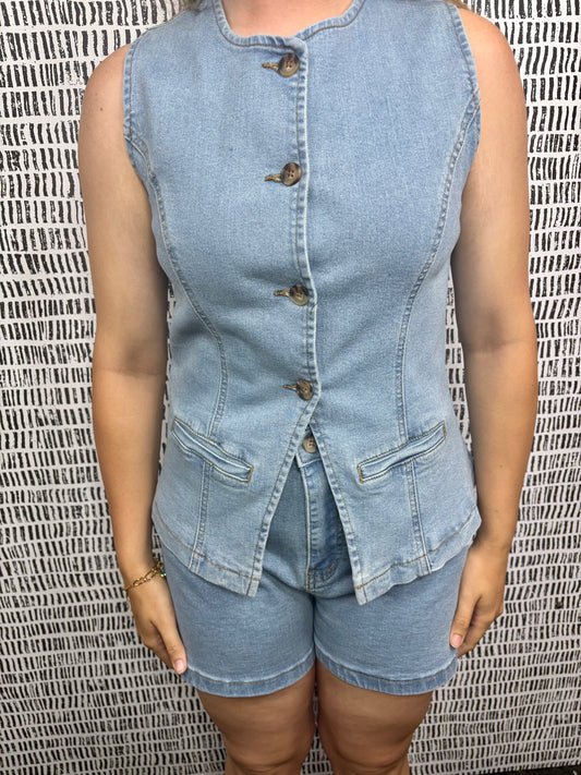 Mia Tailored Denim Shorts