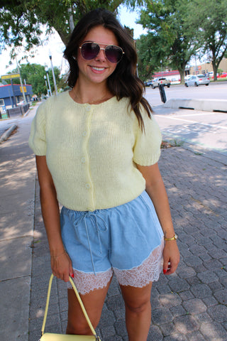 Kenzie Lace Denim Shorts