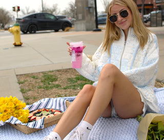 Blue Bloom Babe Quilted Quarter Zip