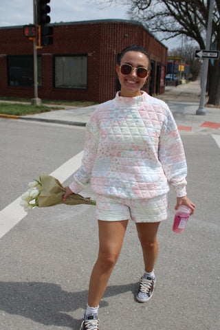 Bloomy Babe Quilted Mock Neck Pullover