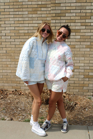 Bloomy Babe Quilted Mock Neck Pullover