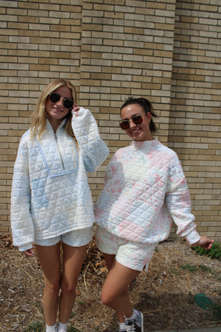 Blue Bloom Babe Quilted Quarter Zip