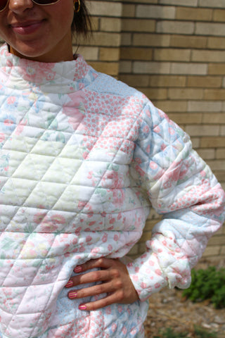 Bloomy Babe Quilted Mock Neck Pullover