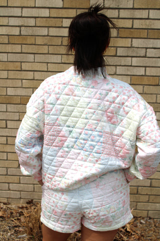 Bloomy Babe Quilted Mock Neck Pullover