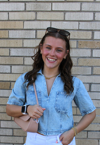 Remi Denim V-Neck Top