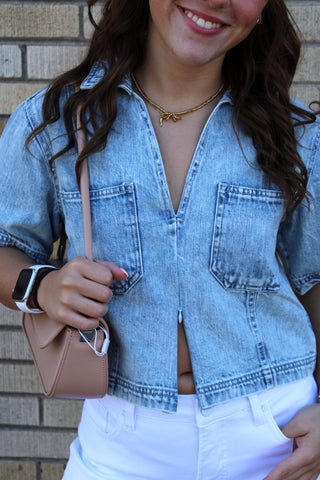 Remi Denim V-Neck Top