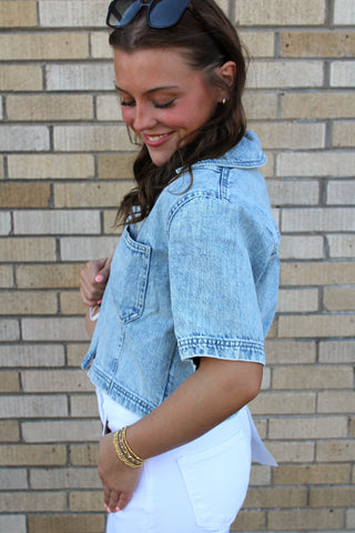 Remi Denim V-Neck Top