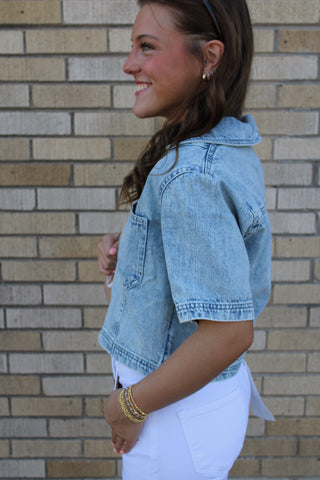Remi Denim V-Neck Top