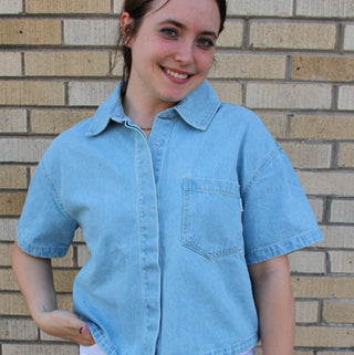 Rowan Cropped Risen Denim Top