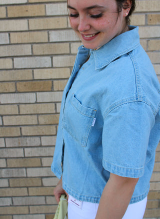Rowan Cropped Risen Denim Top