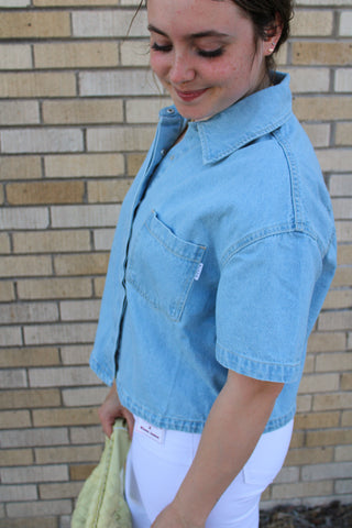 Rowan Cropped Risen Denim Top