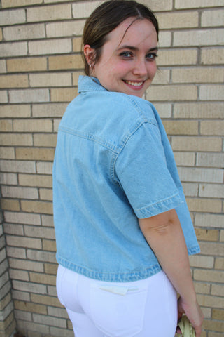 Rowan Cropped Risen Denim Top