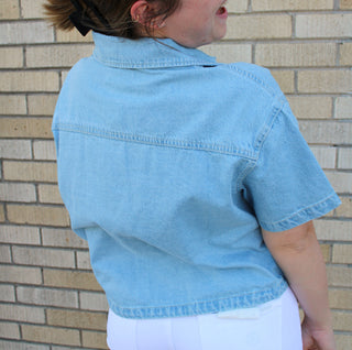 Rowan Cropped Risen Denim Top