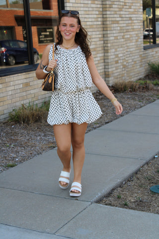 Perry Bubble Hem Polka Dot Top