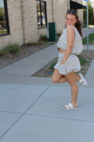 Perry Bubble Hem Polka Dot Top