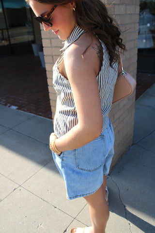 Audrey Classic Striped Collared Blouse
