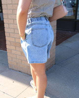 Breezy Pleated Denim Shorts