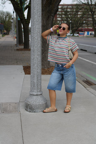 Sunny Multi Stripe Knit Tee