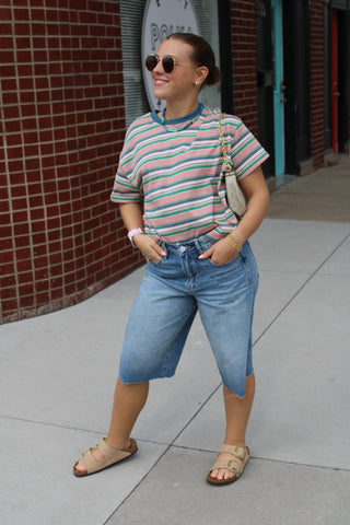 Sunny Multi Stripe Knit Tee