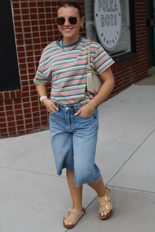 Sunny Multi Stripe Knit Tee