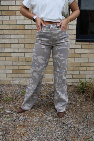 Logan Hidden Tan Camo High Rise Dad Jean