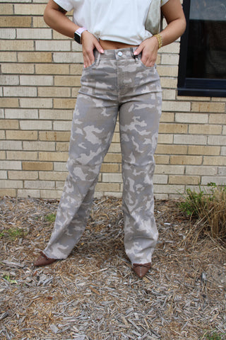 Logan Hidden Tan Camo High Rise Dad Jean