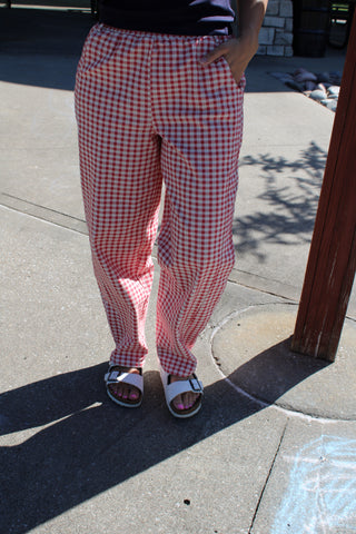 Cherry Picnic Gingham Barrel Pants