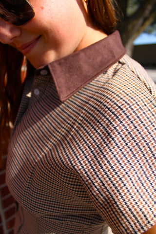 Emily Houndstooth Collared Button Down Midi Dress