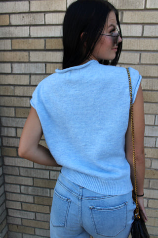 Abby Rose Sky Blue Piper Vest Cardigan