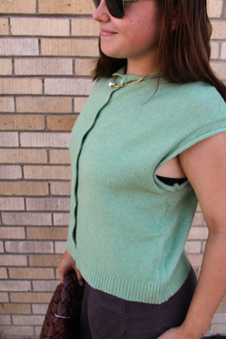 Abby Rose Matcha Piper Knit Vest Cardigan