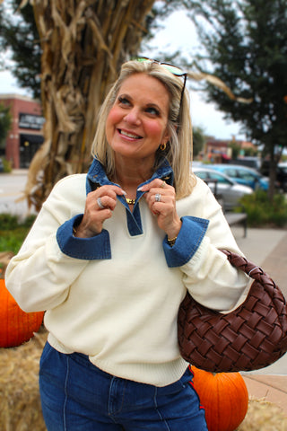 Courtney Denim Collared Sweater