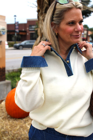 Courtney Denim Collared Sweater