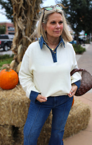 Courtney Denim Collared Sweater