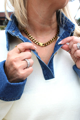 Courtney Denim Collared Sweater