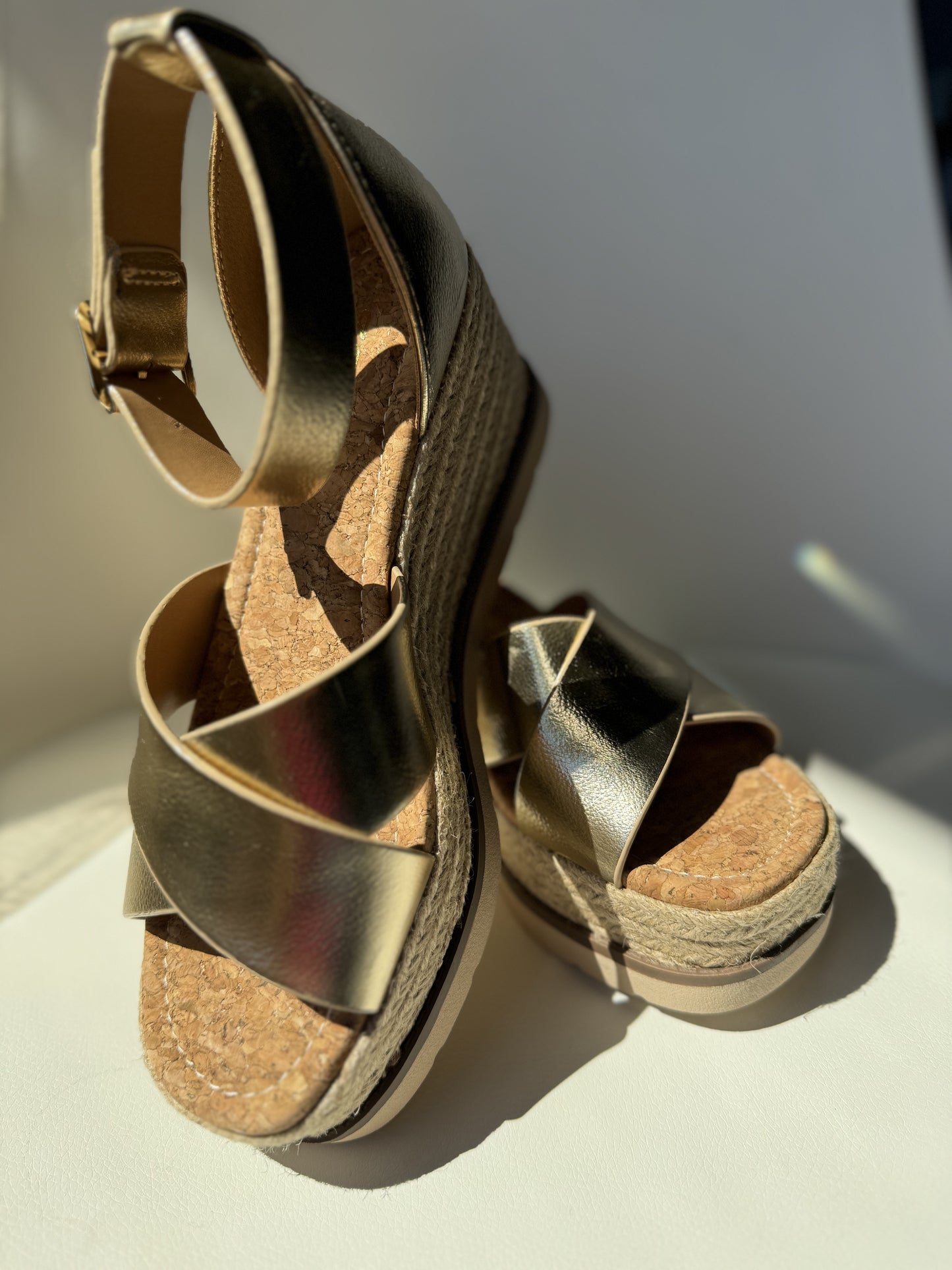 Cross Band Cork Wedge