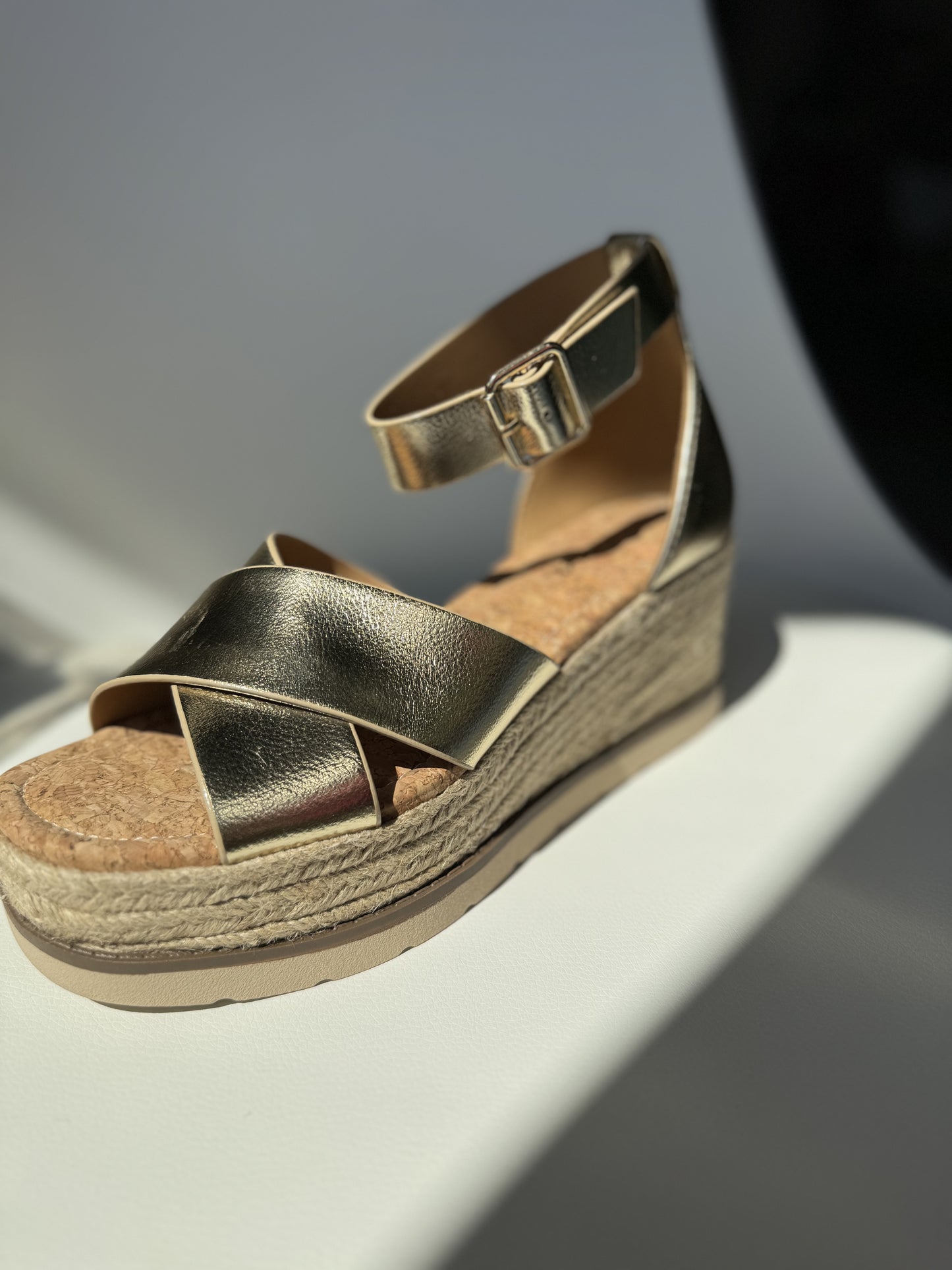 Cross Band Cork Wedge