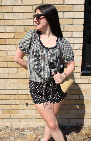 Elodie Embroidered Gingham Top