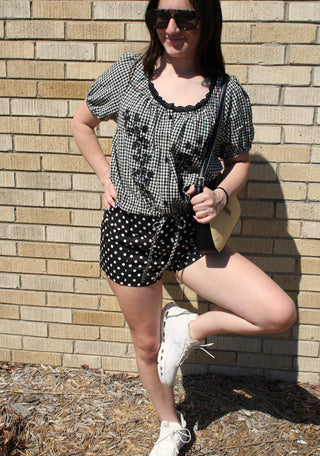 Elodie Embroidered Gingham Top