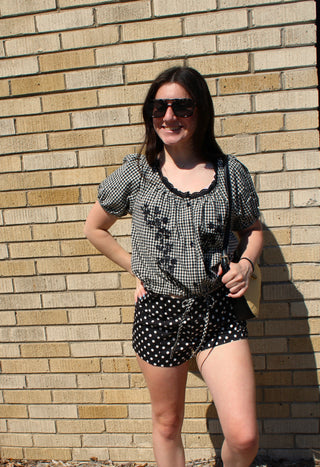 Elodie Embroidered Gingham Top