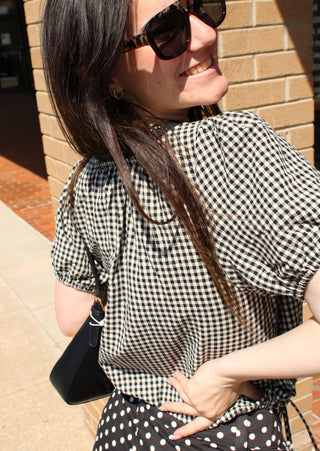 Elodie Embroidered Gingham Top