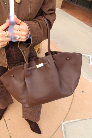 Kaia Chocolate Brown Oversized Tote Bag