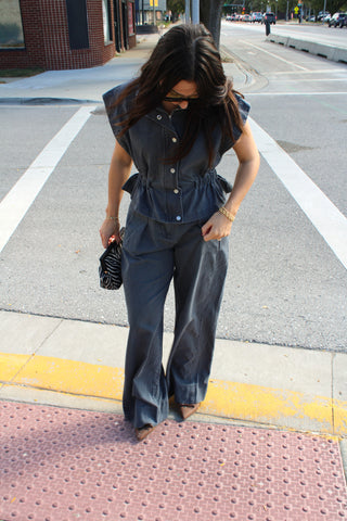 Brielle High Collared Denim Vest