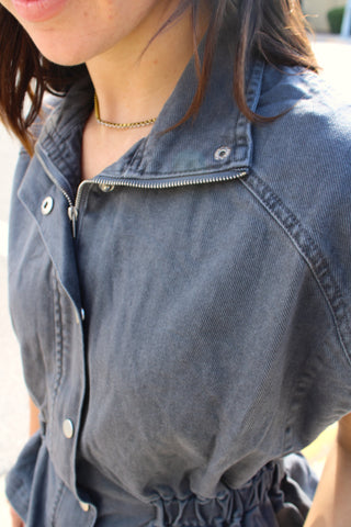 Brielle High Collared Denim Vest