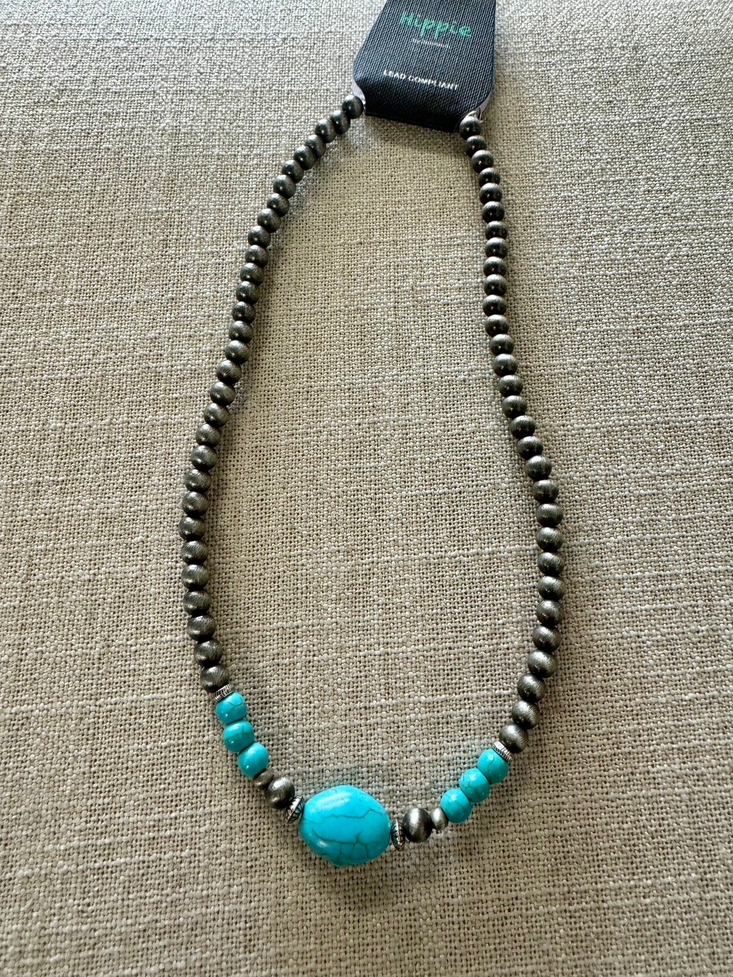 Beaded Turquoise/Grey Necklace