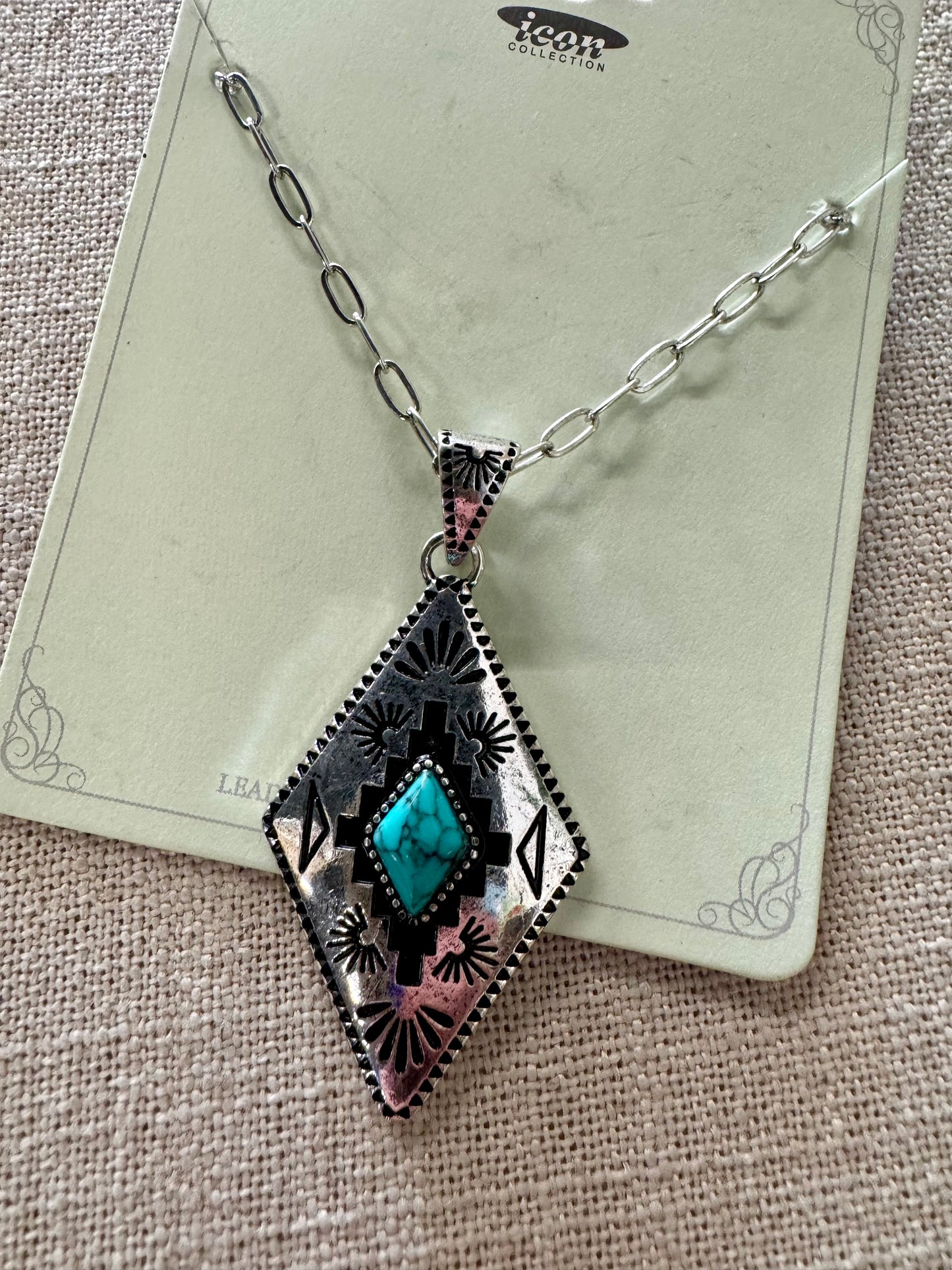 Turquoise Silver Pendant Necklace