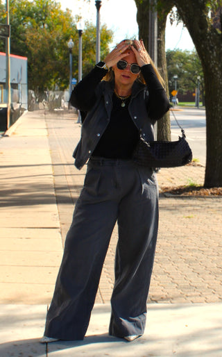 Brielle High Collared Denim Vest