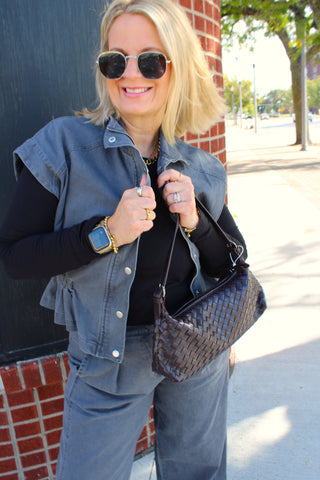 Brielle High Collared Denim Vest